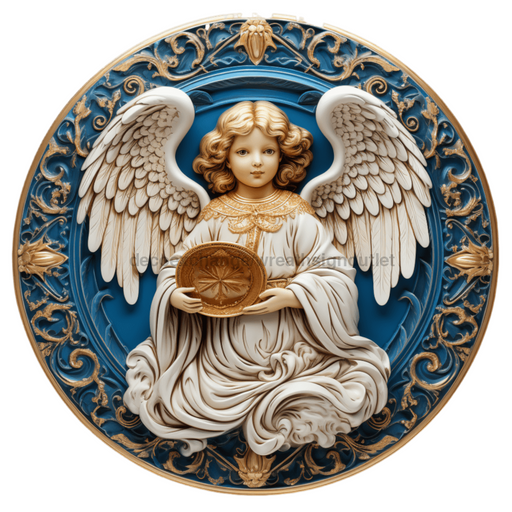 Angel Sign Religious Scene Decoe-4913 10 Metal Round