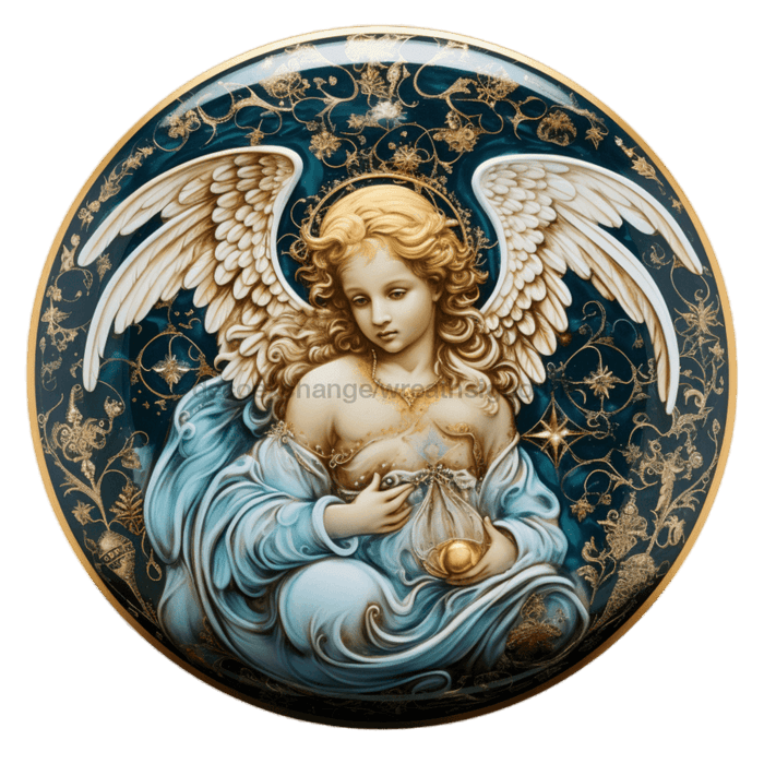 Angel Sign Religious Scene Decoe-4916 10 Metal Round