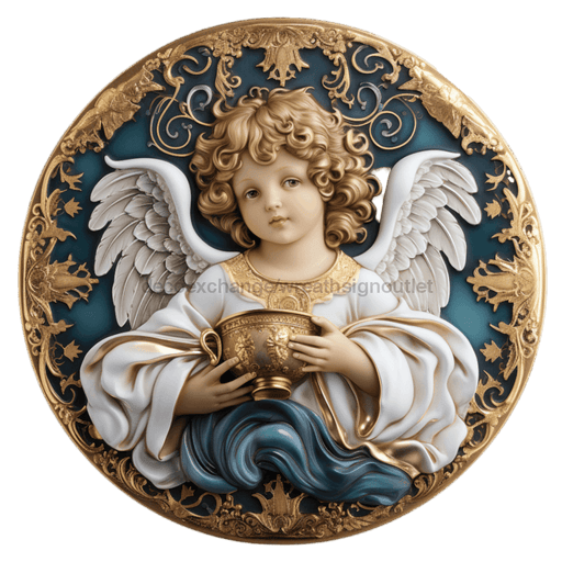 Angel Sign Religious Scene Decoe-4917 10 Metal Round