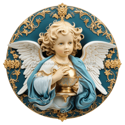 Angel Sign Religious Scene Decoe-4918 10 Metal Round