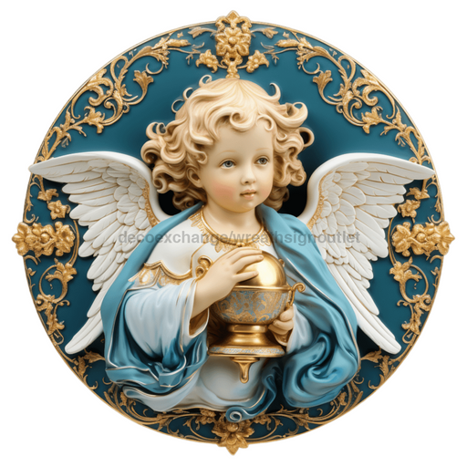 Angel Sign Religious Scene Decoe-4918 10 Metal Round