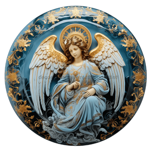 Angel Sign Religious Scene Decoe-4919 10 Metal Round