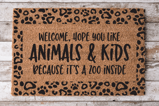 Animal Print Zoo In Here - Funny Door Mat - 30x18" Coir Door Mat - DECOE-CM-035 - DecoExchange