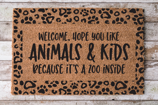 Animal Print Zoo In Here - Funny Door Mat - 30x18" Coir Door Mat - DECOE-CM-035 - DecoExchange