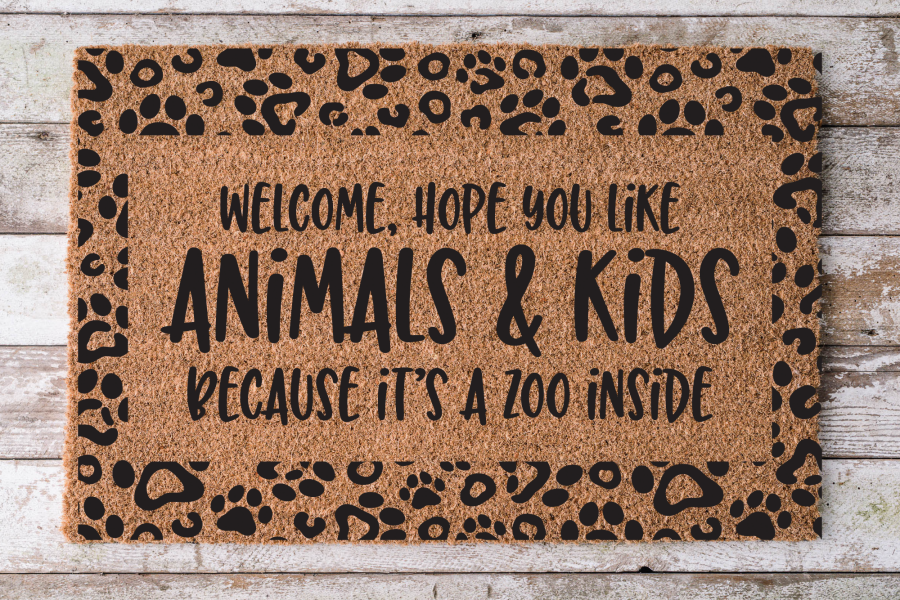Animal Print Zoo In Here - Funny Door Mat - 30x18" Coir Door Mat - DECOE-CM-035 - DecoExchange