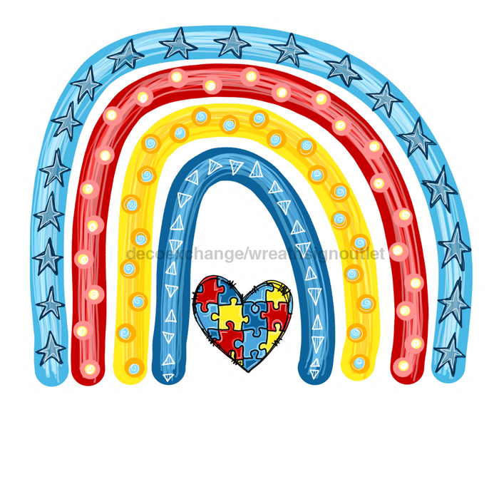 Autism Rainbow Door Hanger Wood Sign Decoe-W-903452 22