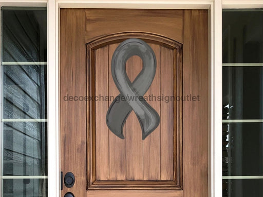 Awareness Ribbon Sign Grey Wood Sign Decoe-W-258 22 Door Hanger