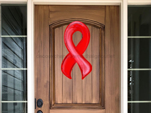 Awareness Ribbon Sign Red Wood Sign Decoe-W-257 22 Door Hanger