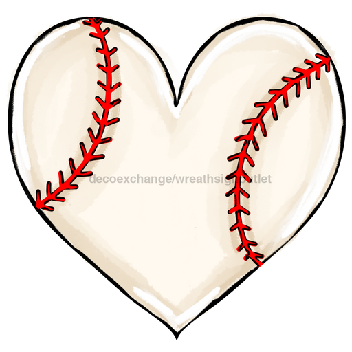 Baseball Door Hanger Heart Decoe-W-751-Dh 22’ Wood
