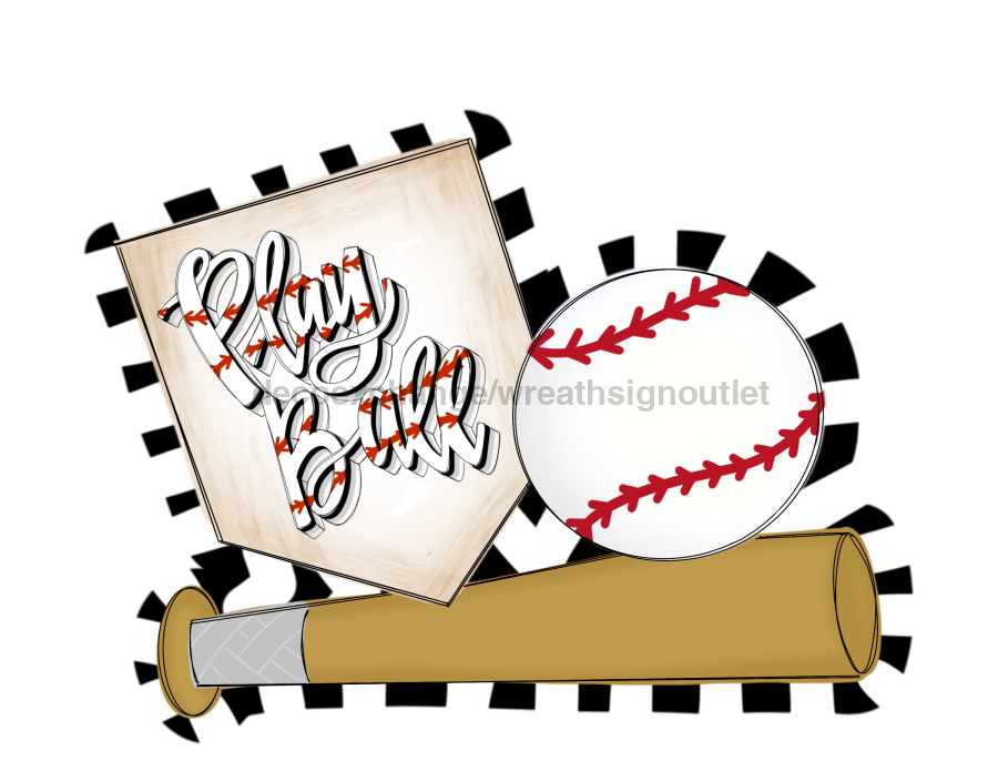 Baseball Door Hanger Sports Decoe-W-903726 22’ Wood