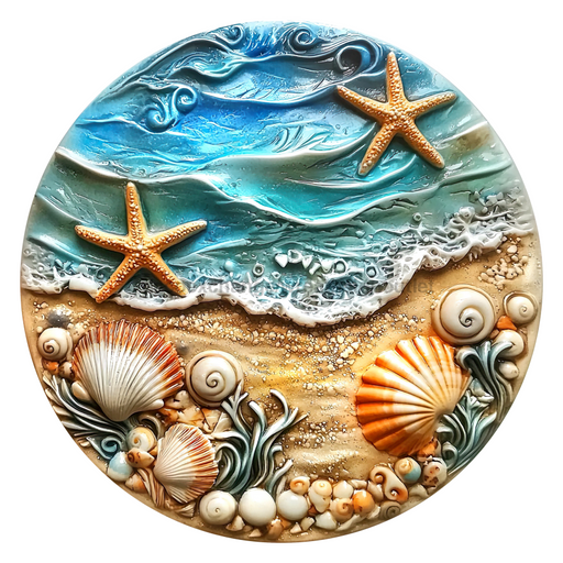 Beach Sign, DCO-102716-D, Sign For Wreath, 10" Wood Sign