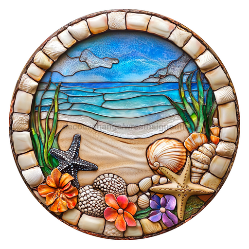 Beach Sign, DCO-102717, Sign For Wreath, 10" Metal Sign