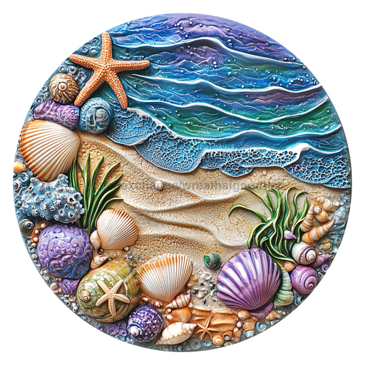 Beach Sign, DCO-102718, Sign For Wreath, 10" Metal Sign