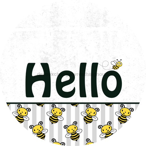 Bee Door Hanger Hello Dco-01415-Dh 18’ Round Wood