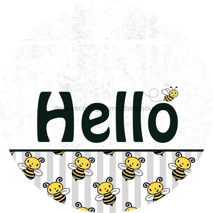 Bee Door Hanger Hello Dco-01415-Dh 18’ Round Wood