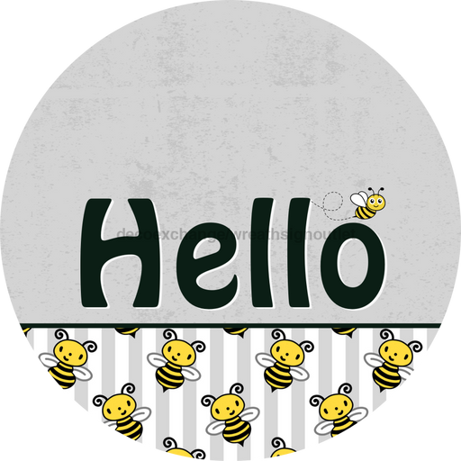 Bee Door Hanger Hello Dco-01416-Dh 18’ Round Wood