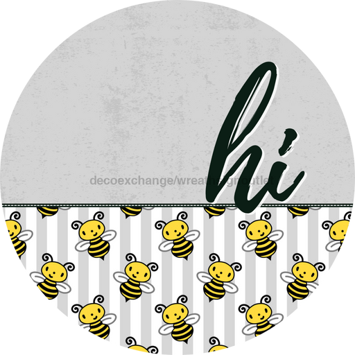 Bee Door Hanger Hello Dco-01417-Dh 18’ Round Wood
