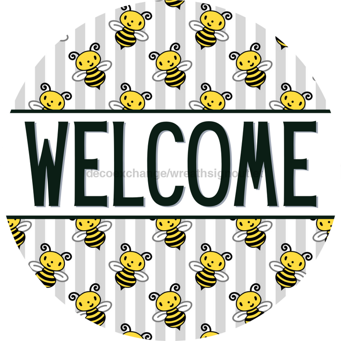 Bee Door Hanger Welcome Dco - 01391 - Dh 18’ Round Wood