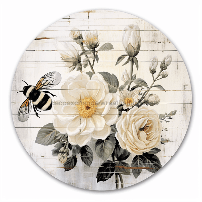 Bee Sign Floral Dco-00883 For Wreath 10 Round Metal