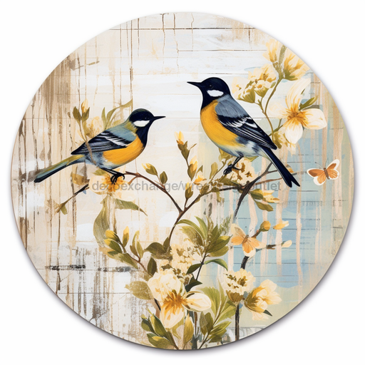 Bird Sign Floral Every Day Sign Dco-00895 For Wreath 10 Round Metal