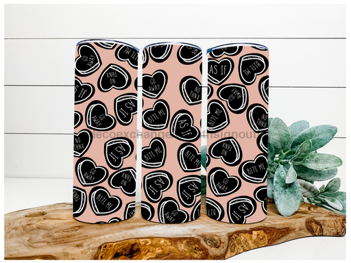 Black Hearts 20 oz Skinny Tumbler DECOETUMBLER-065 - DecoExchange