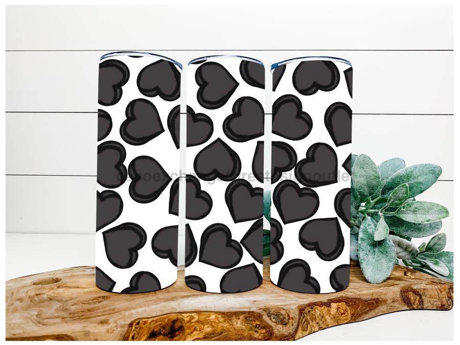 Black Hearts Valentines Day 20 oz Skinny Tumbler DECOETUMBLER-063 - DecoExchange