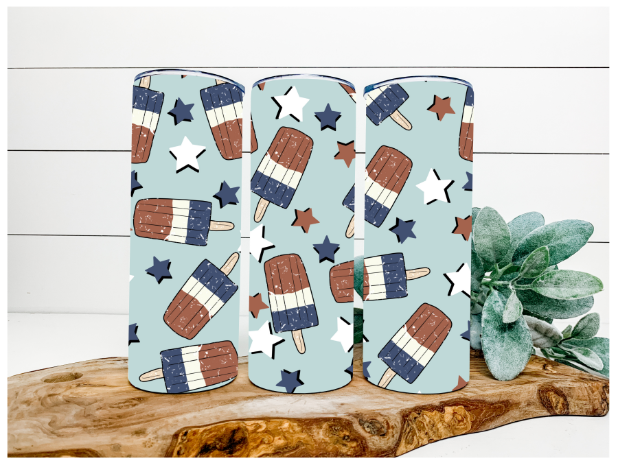 Blue Bomb Pops 20 oz Skinny Tumbler DECOETUMBLER-050 - DecoExchange