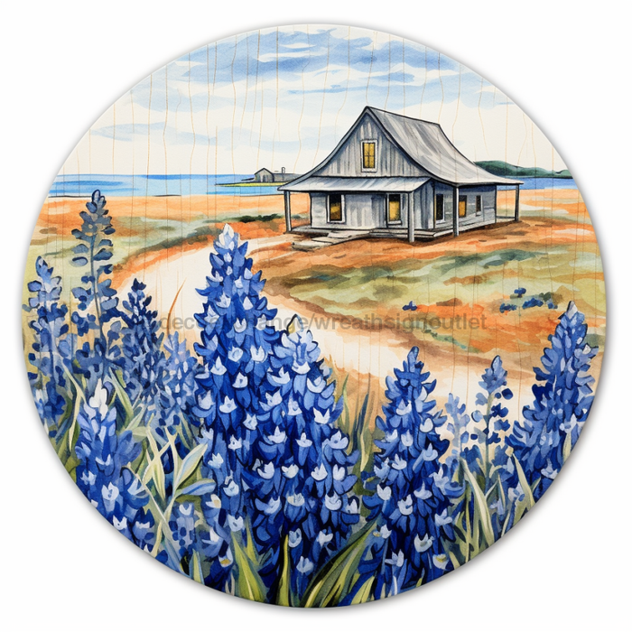 Blue Bonnets Sign Spring Dco-00868 For Wreath 10 Round Metal