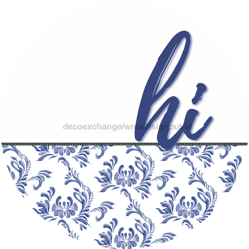 Blue Chinoiserie Door Hanger Dco-01576-Dh 18’ Round Wood