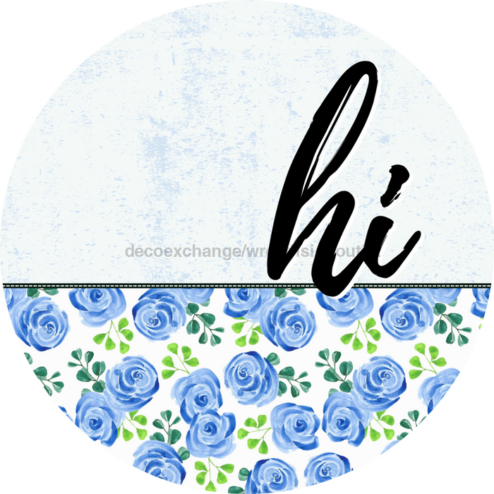 Blue Floral Door Hanger Dco-01566-Dh 18’ Round Wood