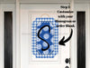 Blue Last Name Initial Sign Welcome Custom Decoe-W-184-Dh For Wreath Round 22 Wood Cutout Door