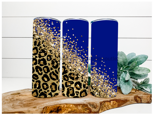 Blue Leopard Tumbler, 20 oz Skinny Tumbler DECOETUMBLER-098 - DecoExchange
