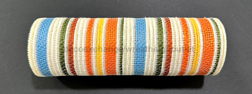 Blue-Orange-Moss-Yellow Fall Stripe Mesh 10’’X10Y XB253210-05 Mesh