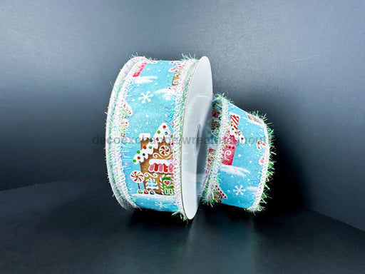 Blue Stn/Gngrbrd-Ice Crm/Wht Tinsl Edg 1.5’’X10Y 72503-09-45 Ribbon