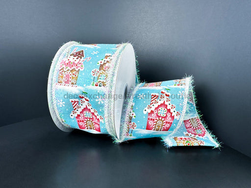 Blue Stn/Gngrbrd-Ice Crm/Wht Tinsl Edg 2.5’’X10Y 72503-40-45 Ribbon