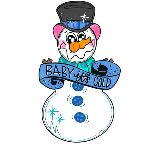 Blue Snowman Door Hanger, MJ-W-00115-DH, 22in Wood Door Hanger