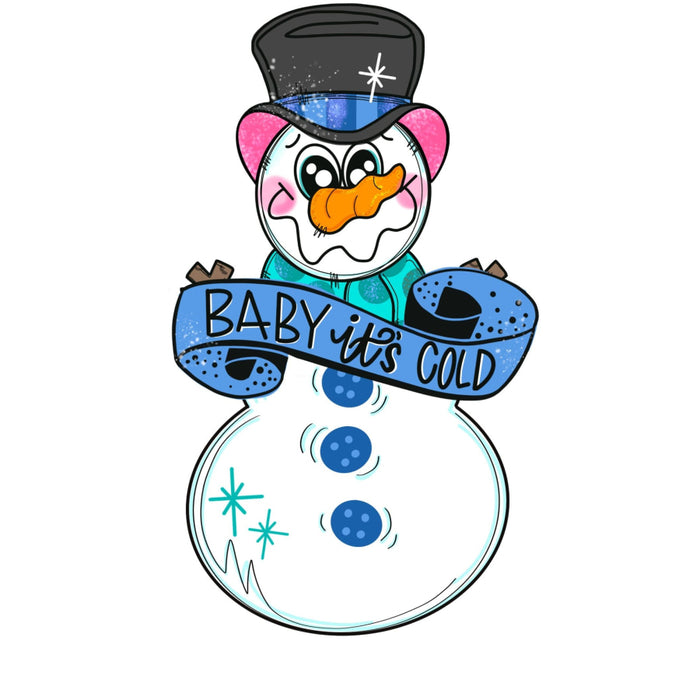 Blue Snowman Door Hanger, MJ-W-00115-DH, 22in Wood Door Hanger