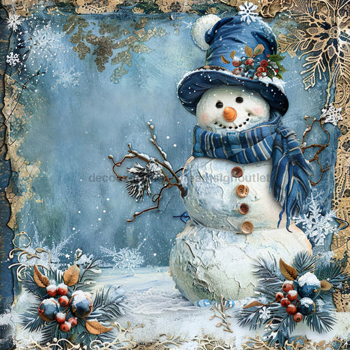 Blue Snowman Sign, DCO-102100, Sign For Wreath, 10x10in Metal Sign
