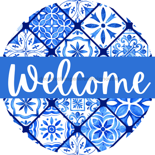 Blue Welcome Door Hanger Dbj-0414-Dh 18 Round