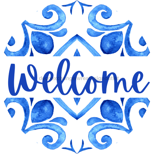 Blue Welcome Door Hanger Dbj-0416-Dh 18 Round