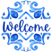 Blue Welcome Door Hanger Dbj-0416-Dh 18 Round