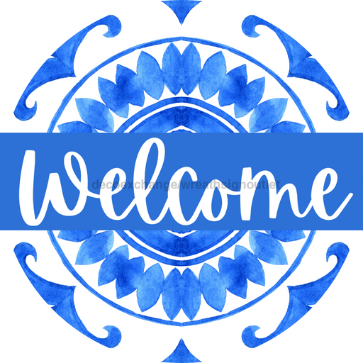Blue Welcome Door Hanger Dbj-0419-Dh 18 Round