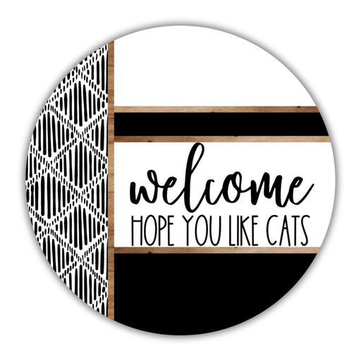 Boho Door Hanger Welcome Like Cats Dco-01791-Dh 18’’ Round Wood
