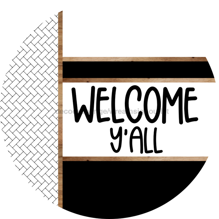 Boho Door Hanger, Welcome Yall Door Hanger, DCO-01847-DH, 18" Round Wood