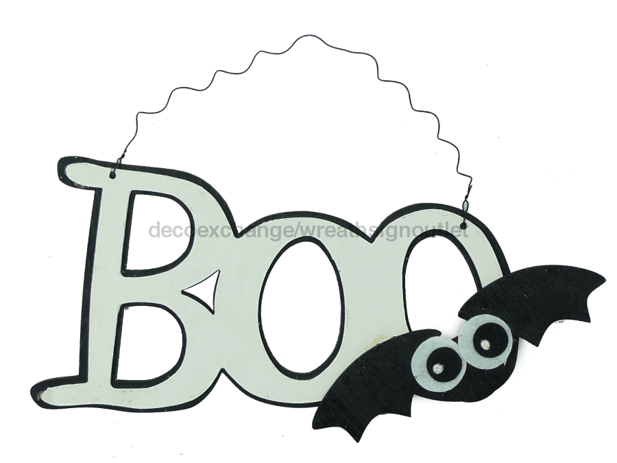 Boo Bat Ornament 14" X 6.5" 52459BKWT - DecoExchange