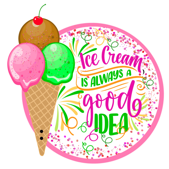 Bow Backer Ice Cream Wood Sign Bb - W - 0121 13’ Wreath