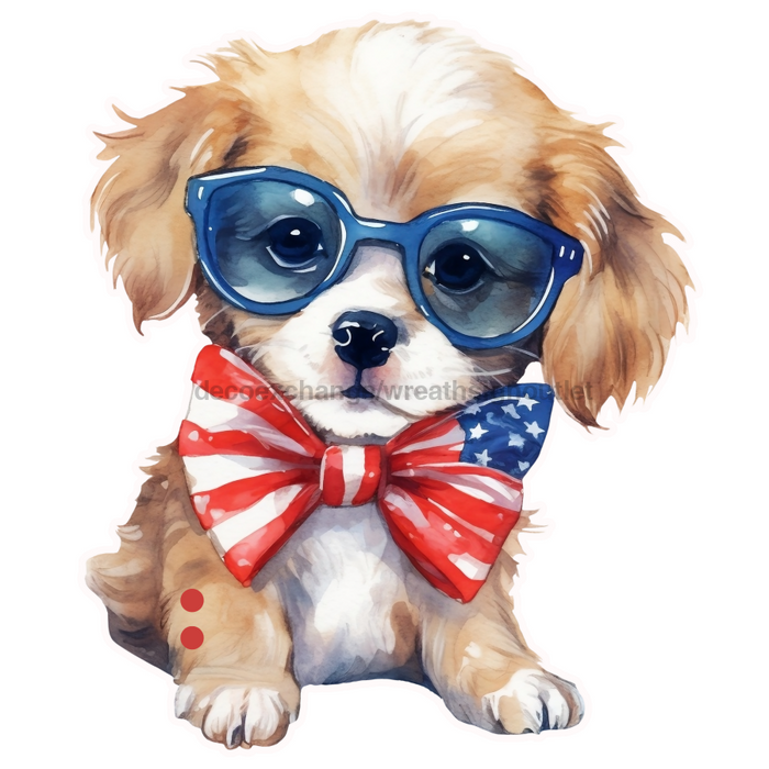 Bow Backer Patriotic Dog Wood Sign Bb-W-0056 13 Wreath