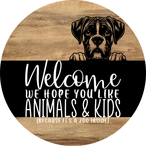 Dog Door Hanger, Hello Brought Treats Door Hanger, DCO-01975-DH, 18" Round Wood