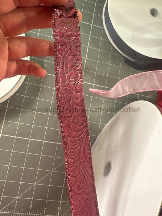 Burg Glittered Flwr Embossed 7/8’X50Y 72433-05-10C Ribbon