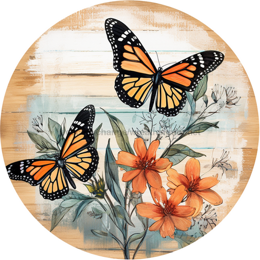 Butterfly Door Hanger, DCO-00847-DH, Sign For Wreath, 18" Round Door Hanger - DecoExchange®